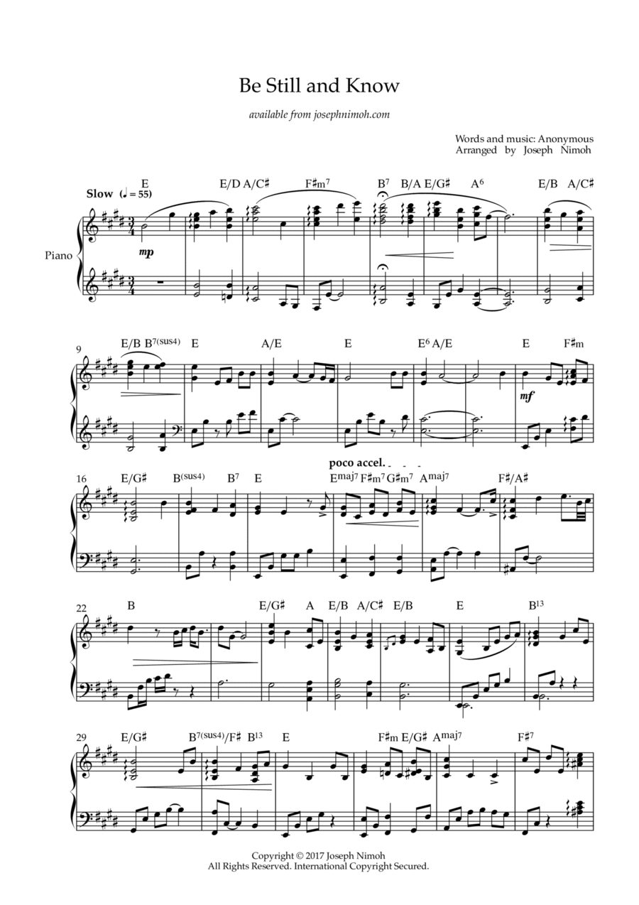 Be Still And Know - Solo Piano Piano Solo scores gallery preview page 1