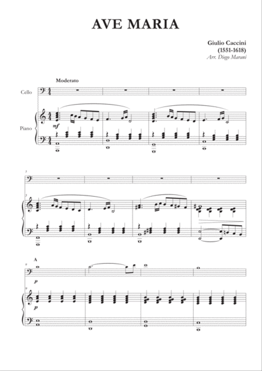 Ave Maria by Caccini-Vavilov for Cello and Piano Piano scores gallery preview page 2