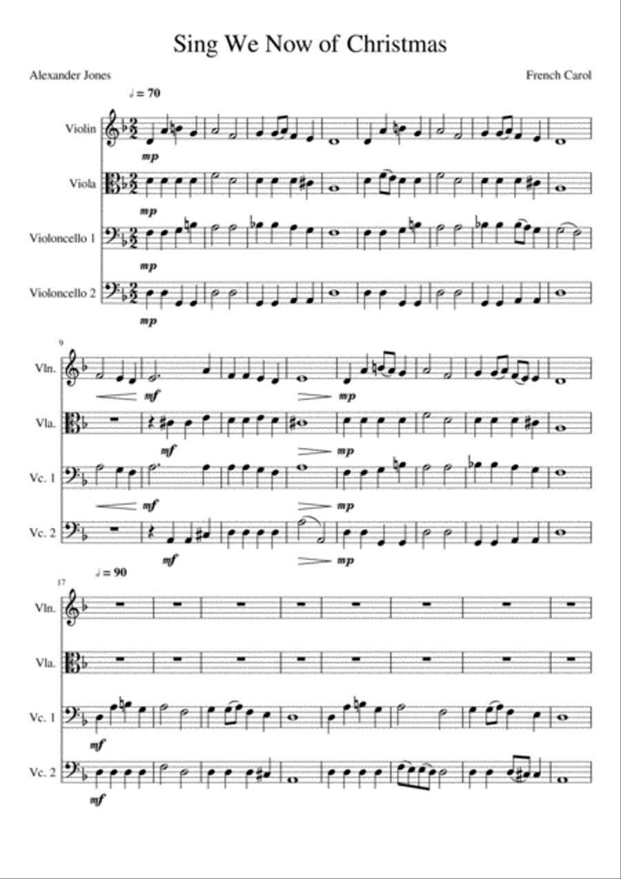 Sing We Now of Christmas String Quartet scores gallery preview page 1