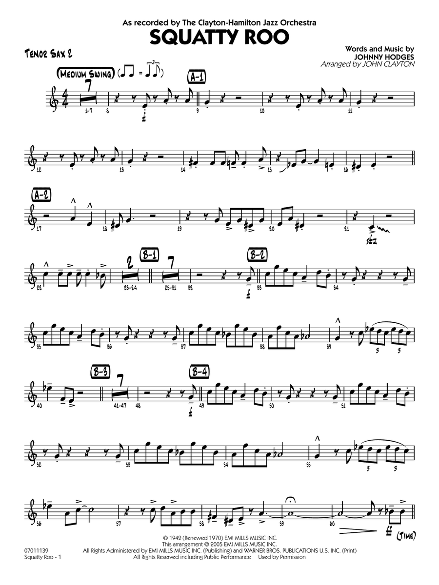 Squatty Roo (arr. John Clayton) - Tenor Sax 2