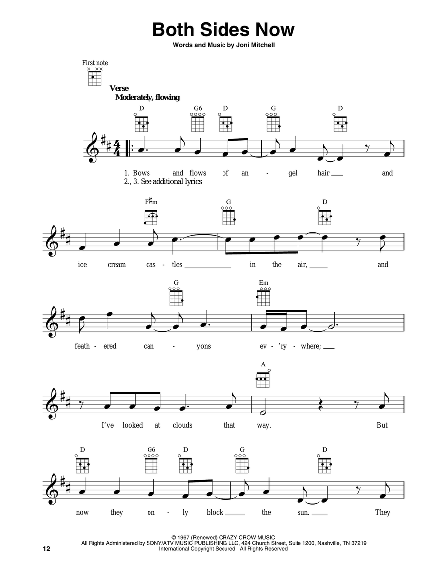Both Sides Now Baritone Ukulele scores gallery preview page 1