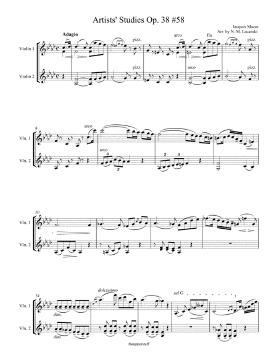 Artists' Studies Op. 38 #58 String Duet scores gallery preview page 1