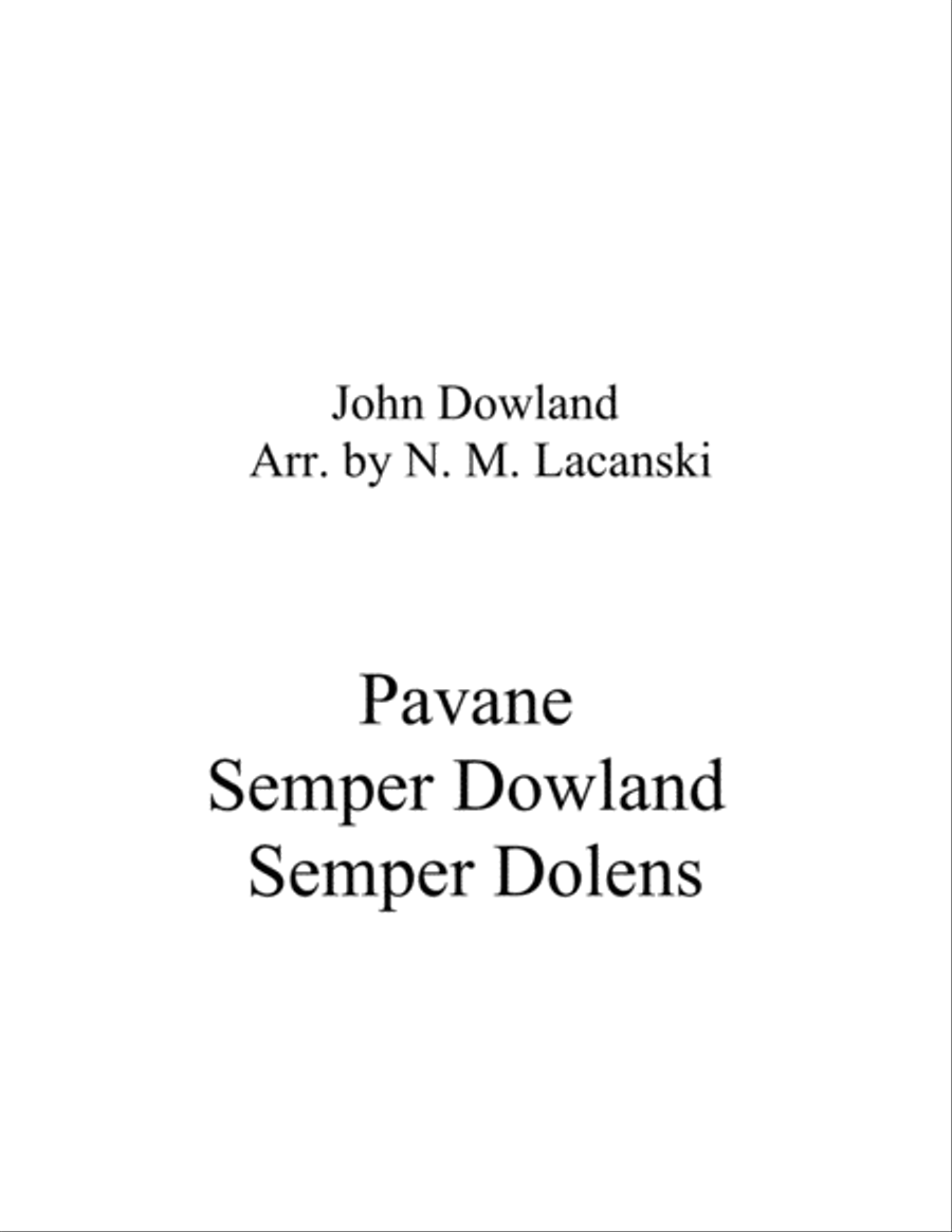 Pavane Semper Dowland Semper Dolens String Orchestra scores gallery preview page 1