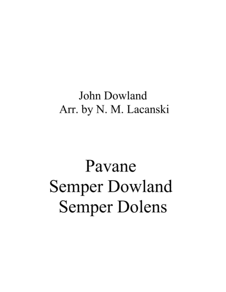 Pavane Semper Dowland Semper Dolens image number null
