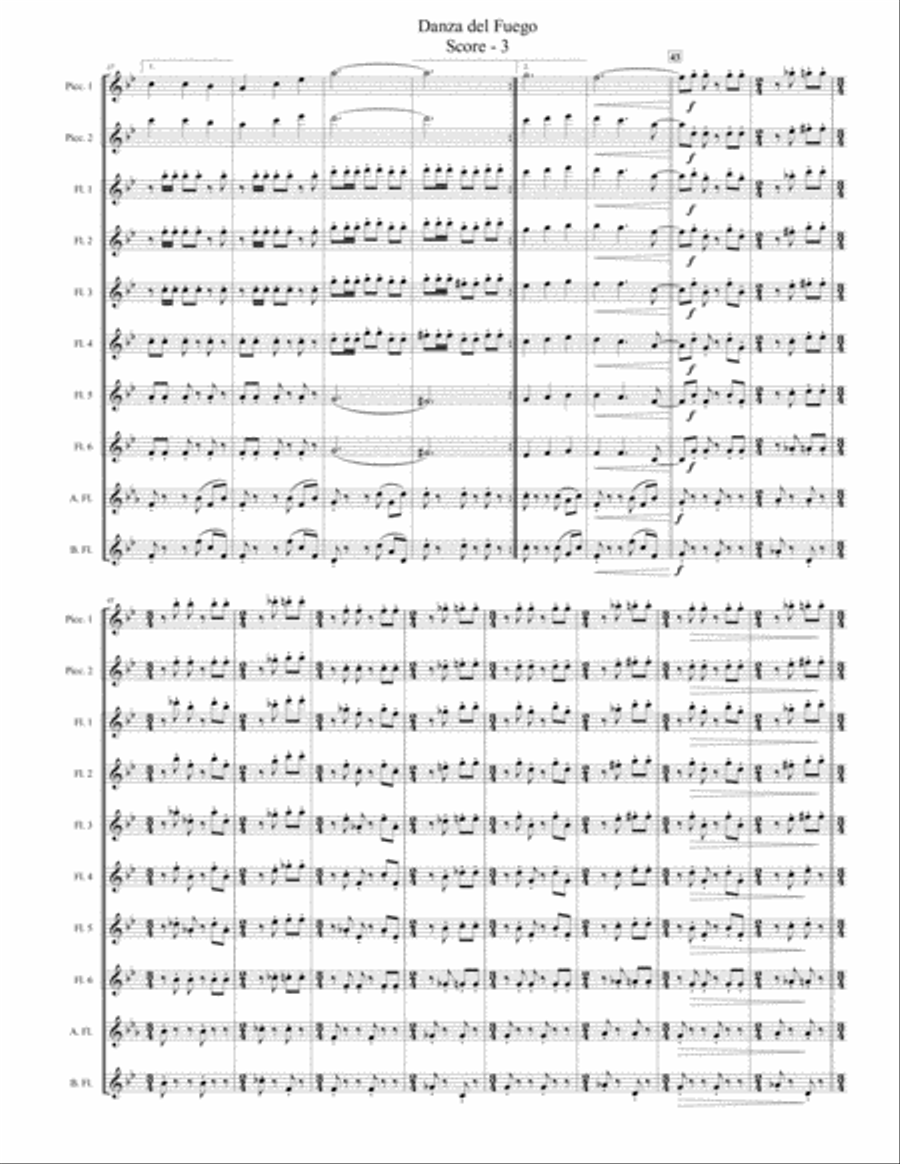 Danza del Fuego (for Flute Choir with Piccolo duet) Flute Choir scores gallery preview page 3