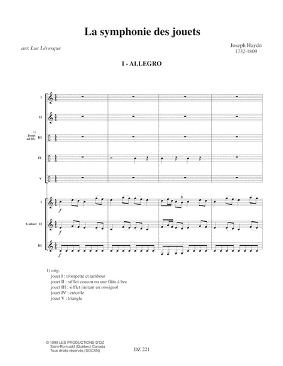 La symphonie des jouets Guitar Ensemble scores gallery preview page 2