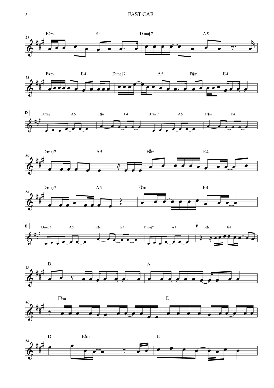 Fast Car Violin Solo scores gallery preview page 2