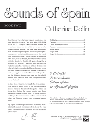 Book cover for Sounds of Spain, Book 2: 7 Colorful Intermediate Piano Solos in Spanish Styles