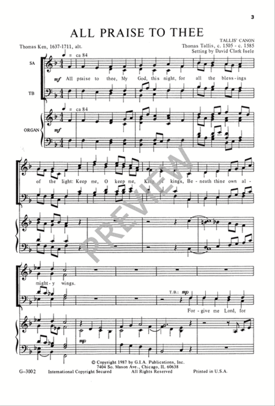 All Praise to Thee, My God, This Night 4-Part scores gallery preview page 4