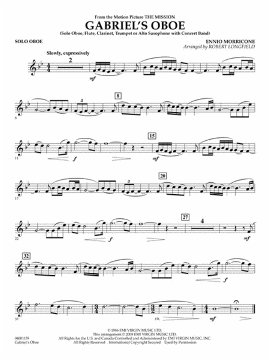 Gabriel's Oboe (from The Mission) Concert Band scores gallery preview page 4