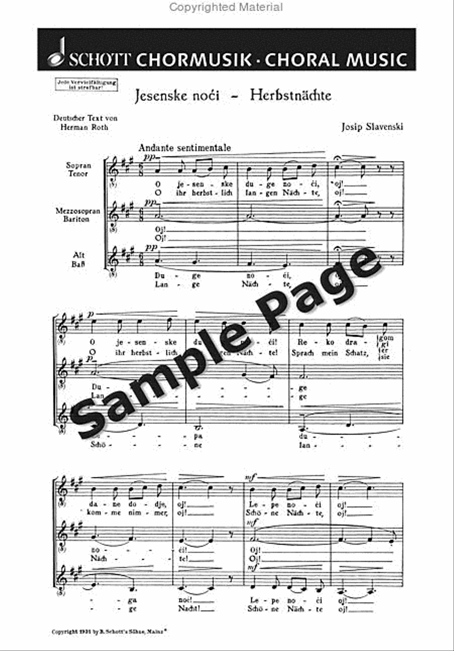 Slavenski J Herbstnaechte Choir scores gallery preview page 2