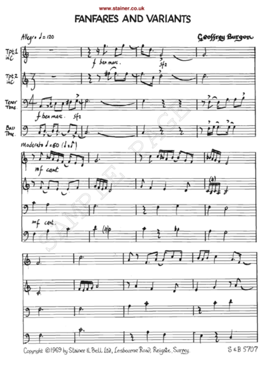 Fanfares and Variants on the Agnus Dei from Mass by Guillaume de Machaut Trombone scores gallery preview page 2