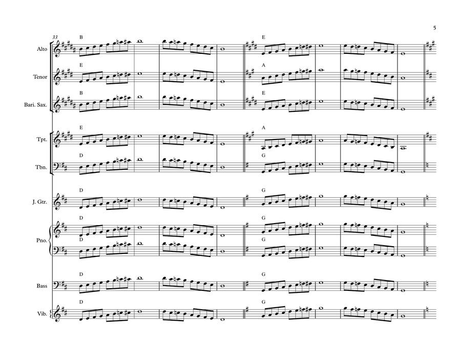 The Five Bebop Scales for Big Band Jazz Ensemble scores gallery preview page 5