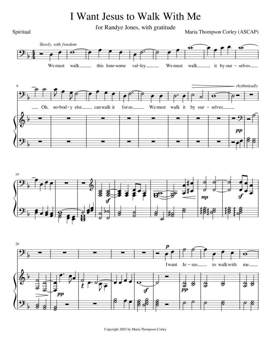 I Want Jesus to Walk With Me (baritone voice and piano) Baritone Horn TC scores gallery preview page 1