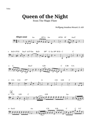 Book cover for Queen of the Night by Mozart for Tuba with Chords
