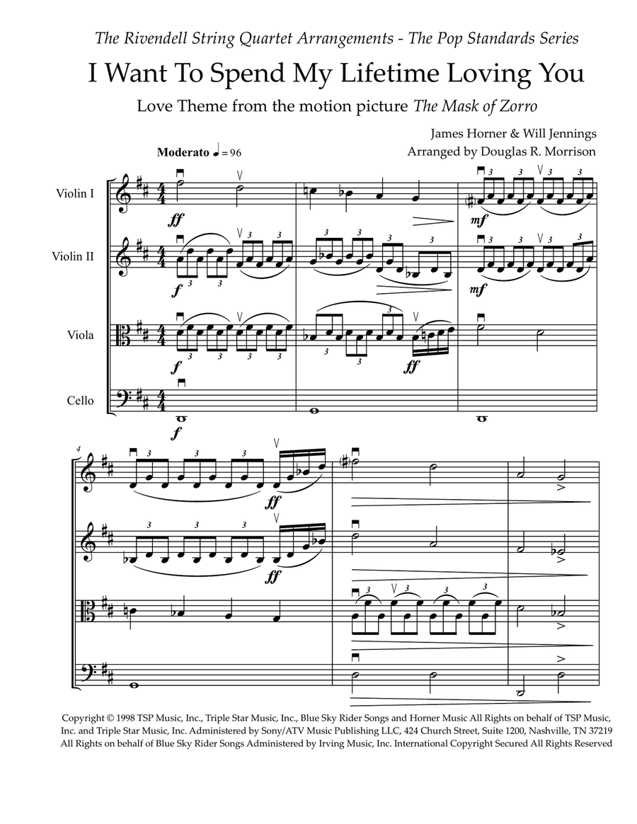 I Want To Spend My Lifetime Loving You String Quartet scores gallery preview page 2
