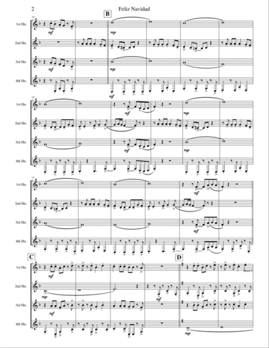 Feliz Navidad Brass Quartet scores gallery preview page 2