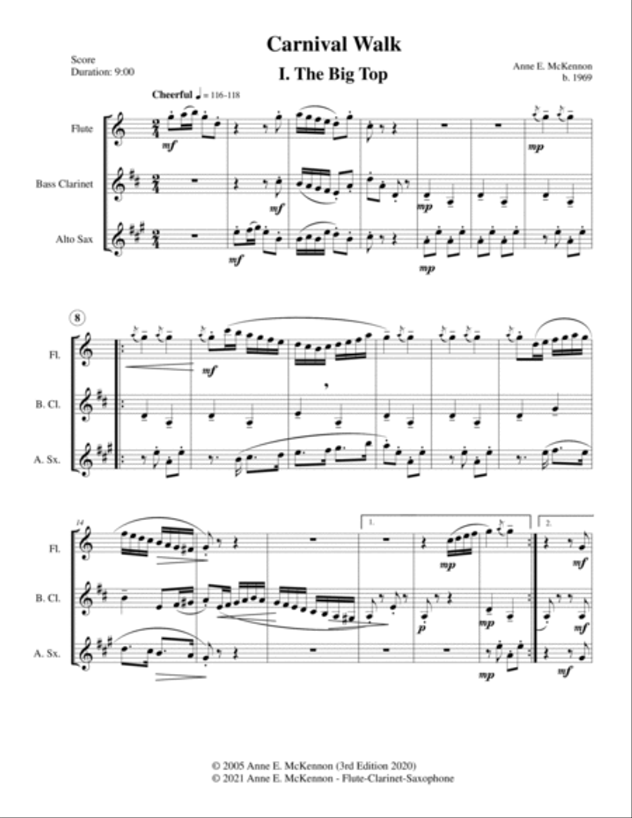 Carnival Walk (Fl-Cl-Sax) Woodwind Trio scores gallery preview page 3