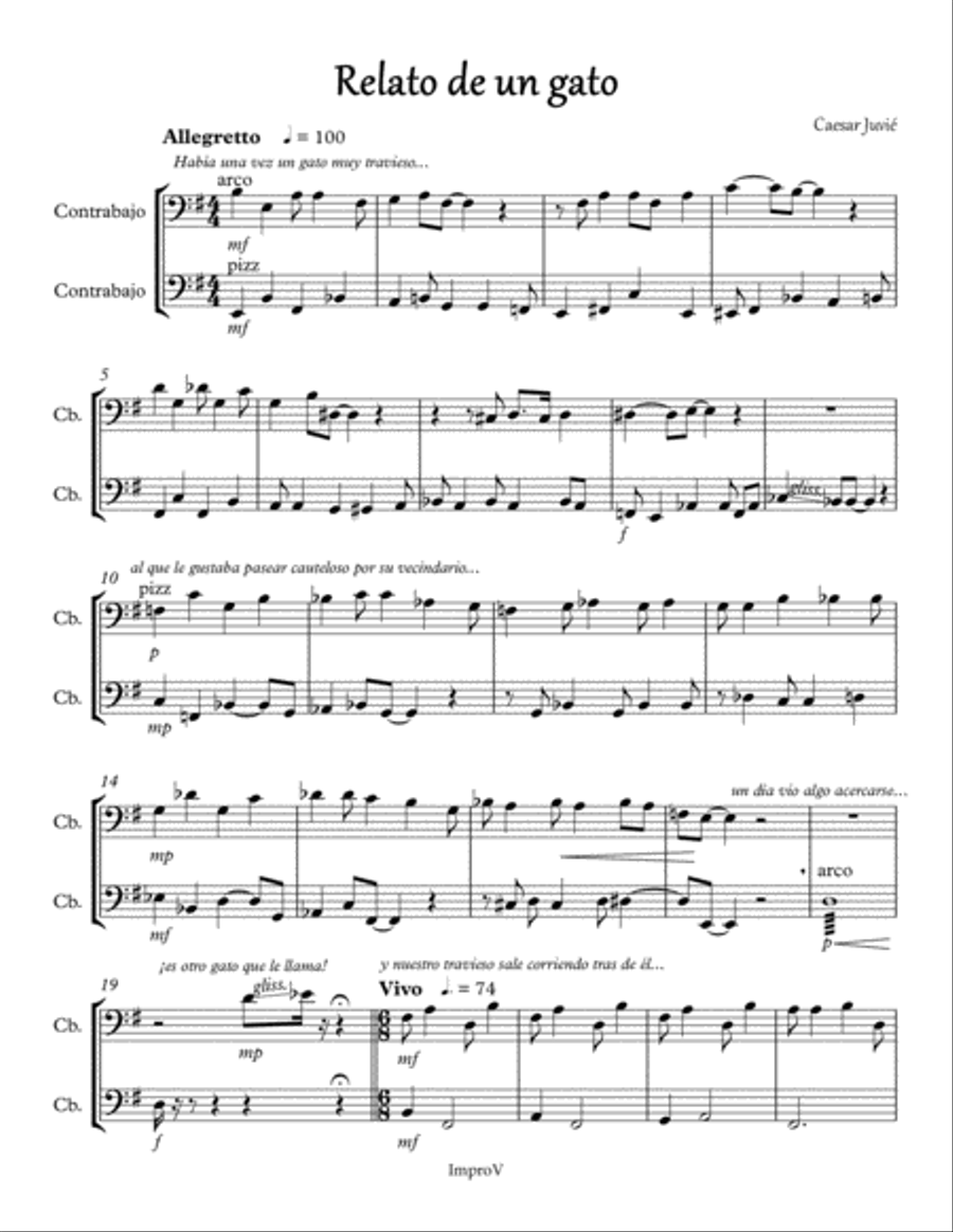 Relato de un gato - para dúo de contrabajos String Duet scores gallery preview page 2