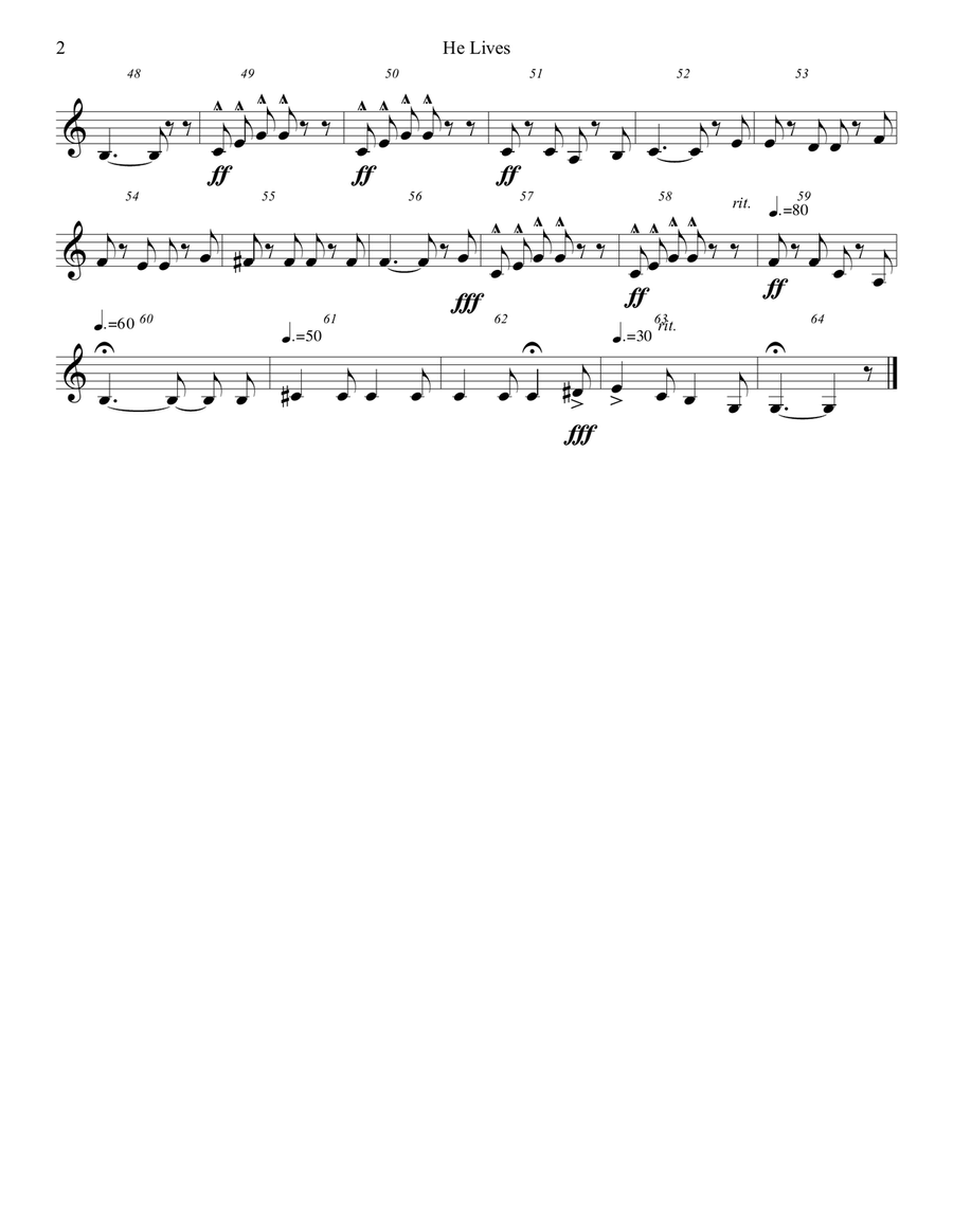 He Lives (Hymn Four Horns #40) Brass Ensemble scores gallery preview page 6
