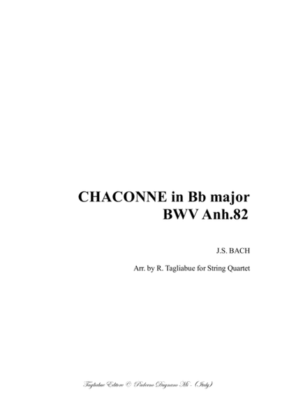 CIACONA in Bb - BWV Anh.82 - Arr. for String Quartet image number null