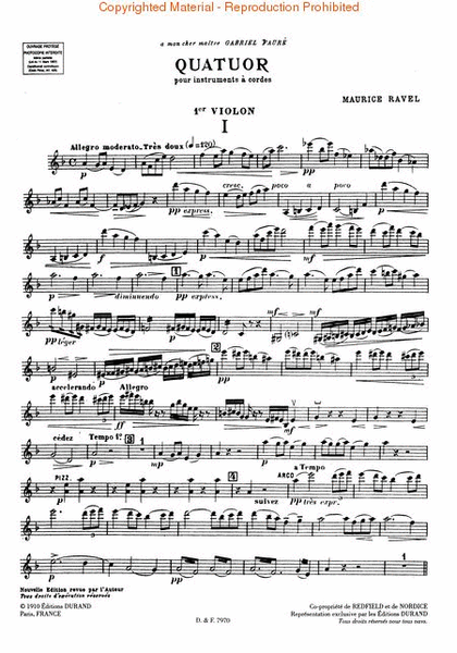 Quatuor a Cordes (String Quartet) by Maurice Ravel Cello - Sheet Music