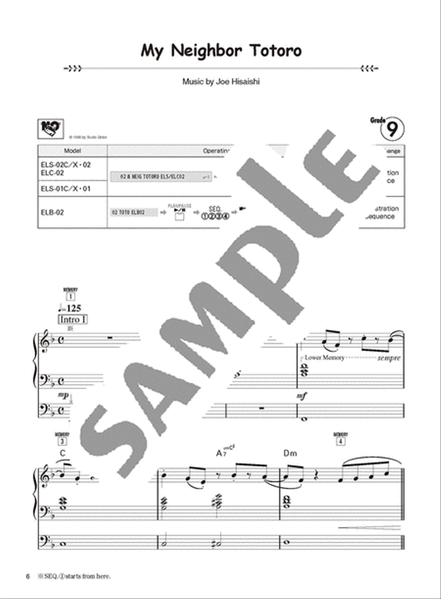 Electone STAGEA GRADE 9 & 8 Vol.1 Studio Ghibli Songs(+USB)/English Version Electone scores gallery preview page 4