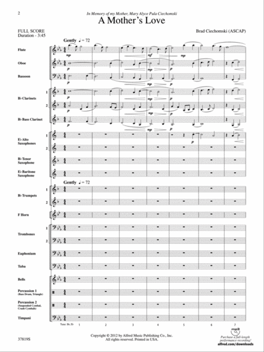 A Mother's Love: Score Concert Band scores gallery preview page 2
