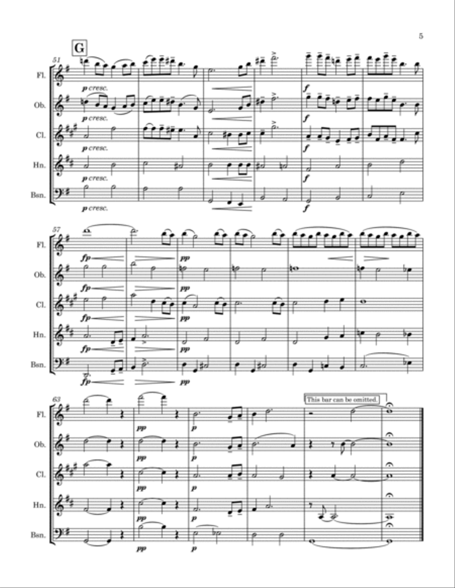 Grieg: 2 Elegiac Melodies Op.34 No.2 “Våren” (Last Spring) - wind quintet Woodwind Quintet scores gallery preview page 6