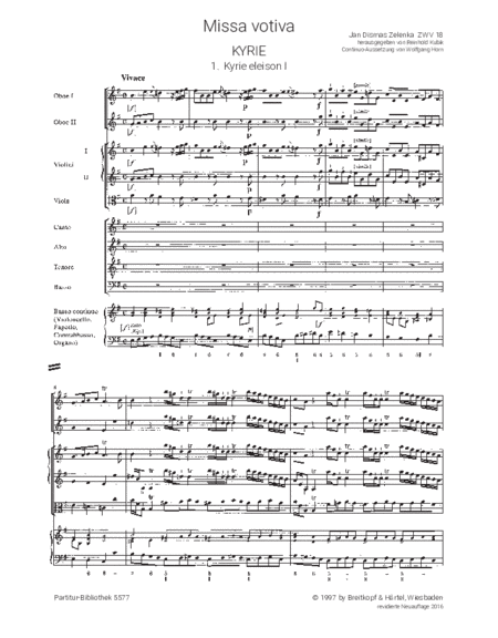 Missa votiva in E minor ZWV 18 by Jan Dismas Zelenka Choir - Sheet Music