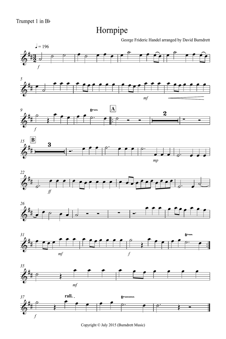 Hornpipe from Handel's Water Music for Brass Quartet Brass Quartet scores gallery preview page 4