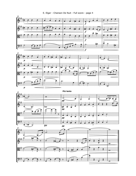 Elgar, E. - Chanson de Nuit, Arrange for String Quartet image number null