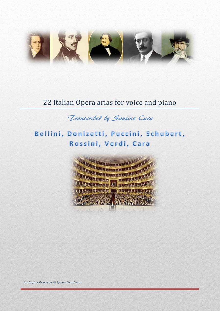 22 Italian opera arias for solo voices and piano 4-Part scores gallery preview page 1