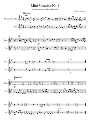 Mini Sonatina No.1 for recorder and violin