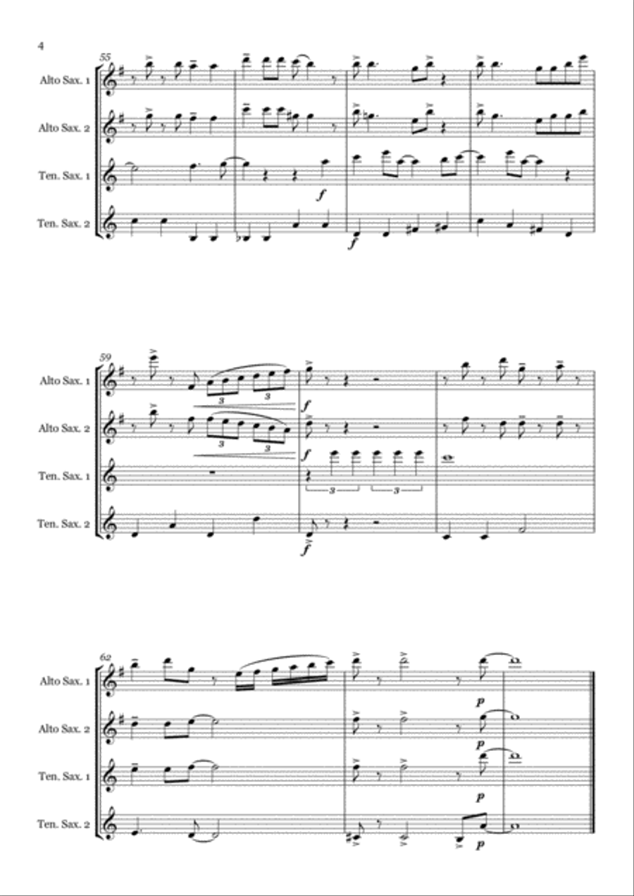 Come Fly With Me Saxophone Quartet scores gallery preview page 4