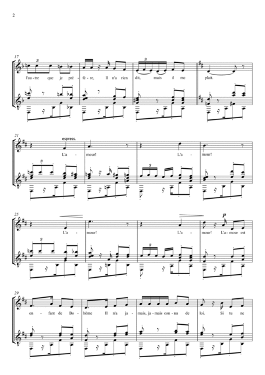 HABANERA - CARMEN (L'AMOUR EST UN OISEAU REBELLE) - GEORGES BIZET Chamber Music scores gallery preview page 3