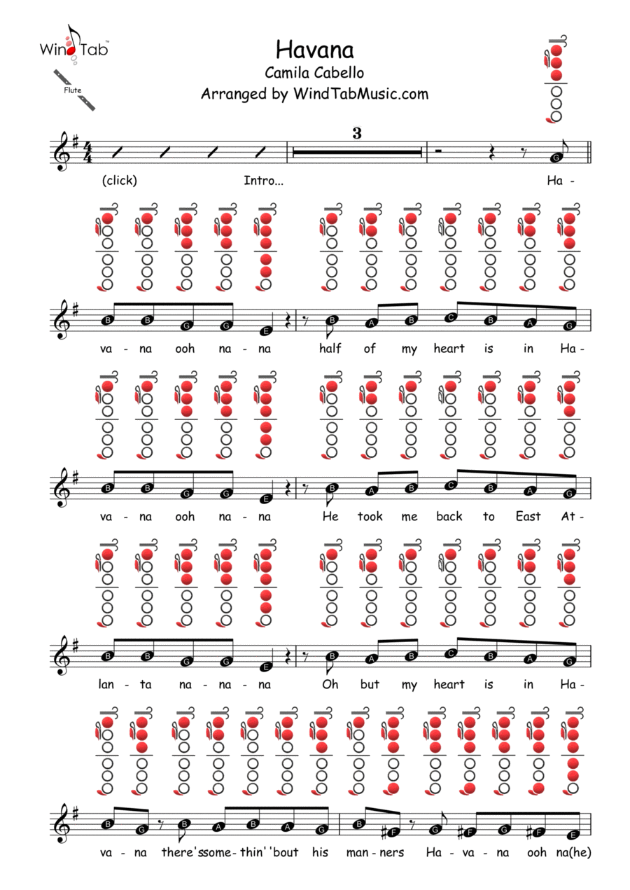 Havana Havana Flute Solo scores gallery preview page 1