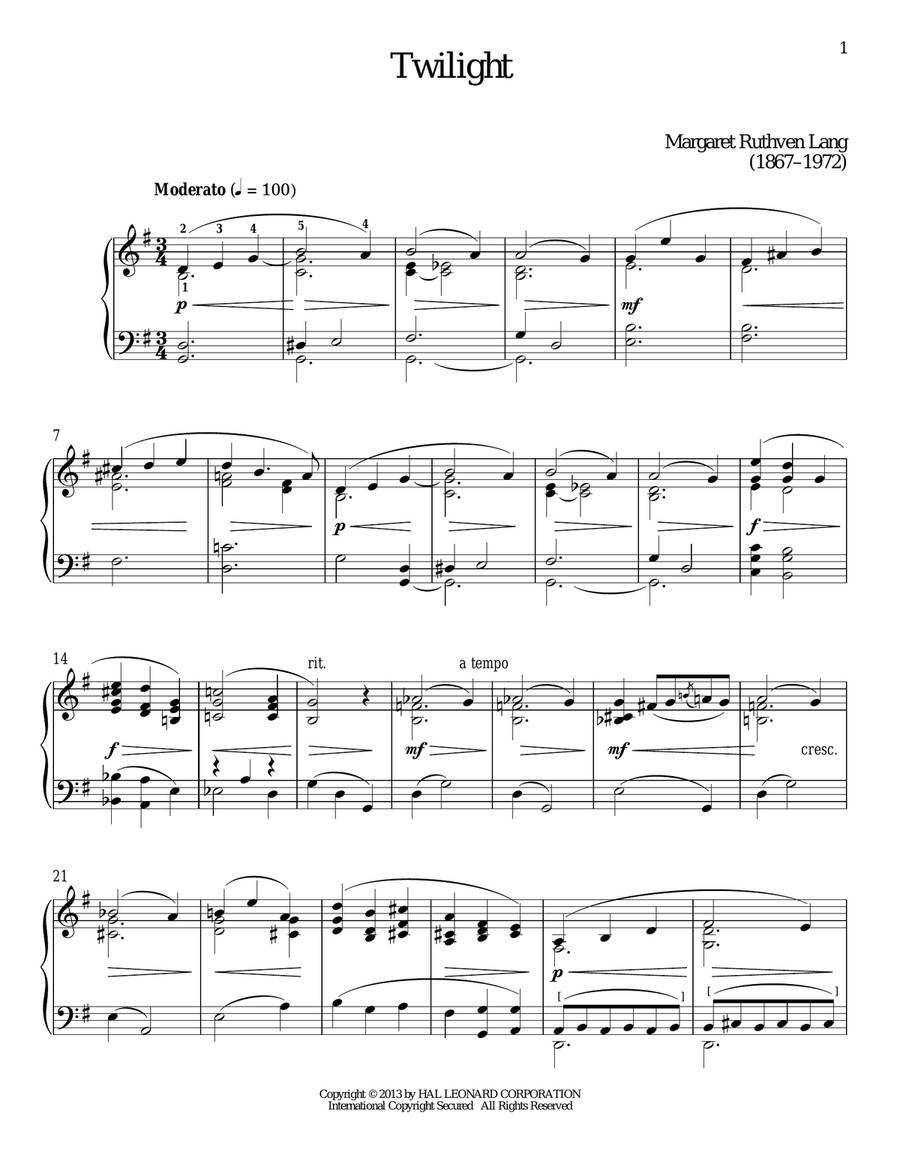 Twilight Piano Solo scores gallery preview page 1