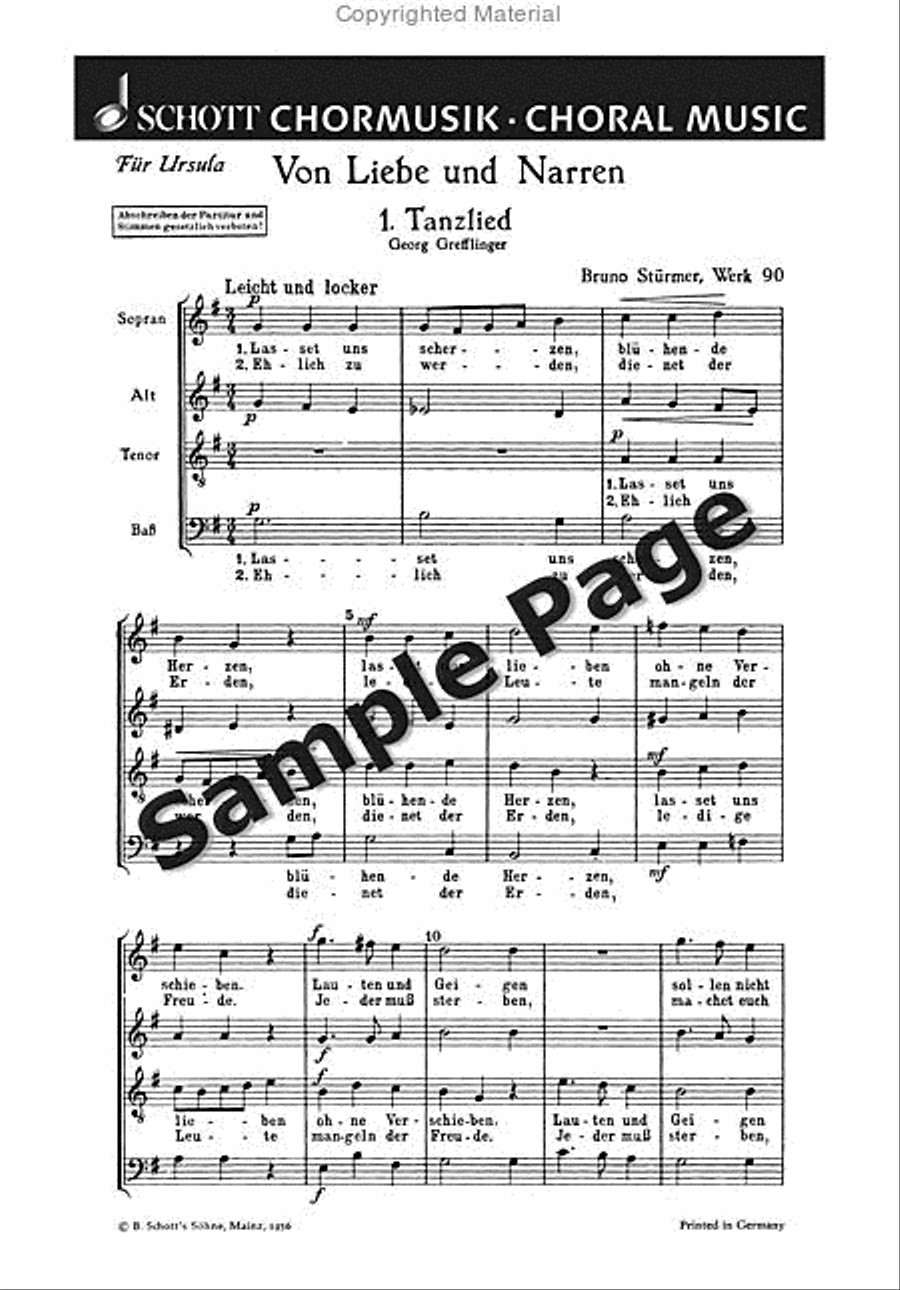 Stuermer B Tanzlied Op90/1 A Cappella scores gallery preview page 2
