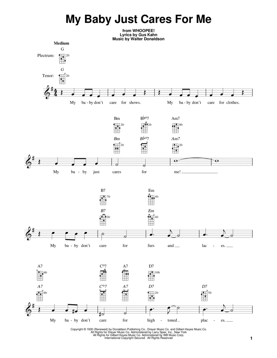 My Baby Just Cares For Me Banjo scores gallery preview page 1