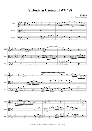 Sinfonia in C minor, BWV 788. Arr. for String Trio, with Parts