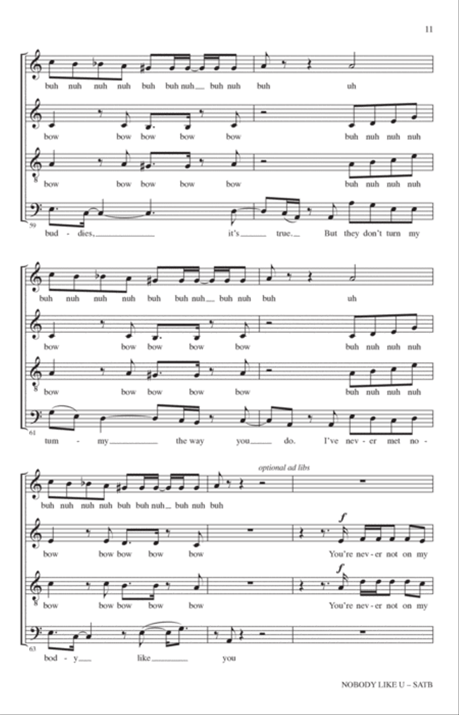 Nobody Like U (from Turning Red) (arr. Deke Sharon) 4-Part scores gallery preview page 10