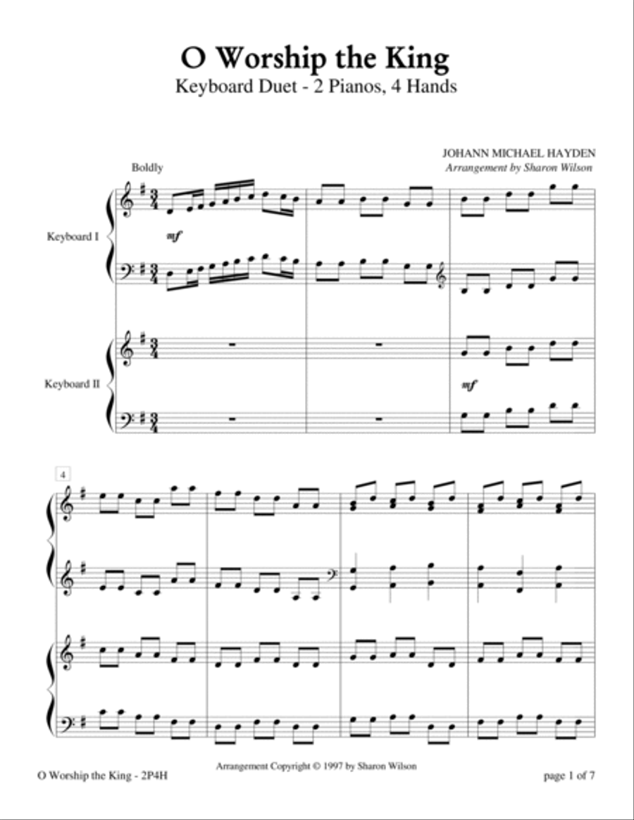 O Worship the King (2 Pianos, 4 Hands Duet) 2 Pianos, 4-Hands scores gallery preview page 2