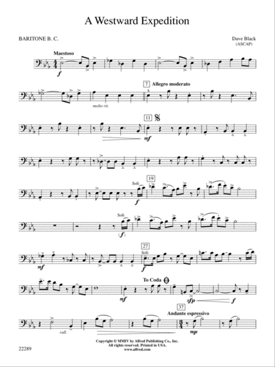 A Westward Expedition: Baritone B.C. Concert Band scores gallery preview page 1