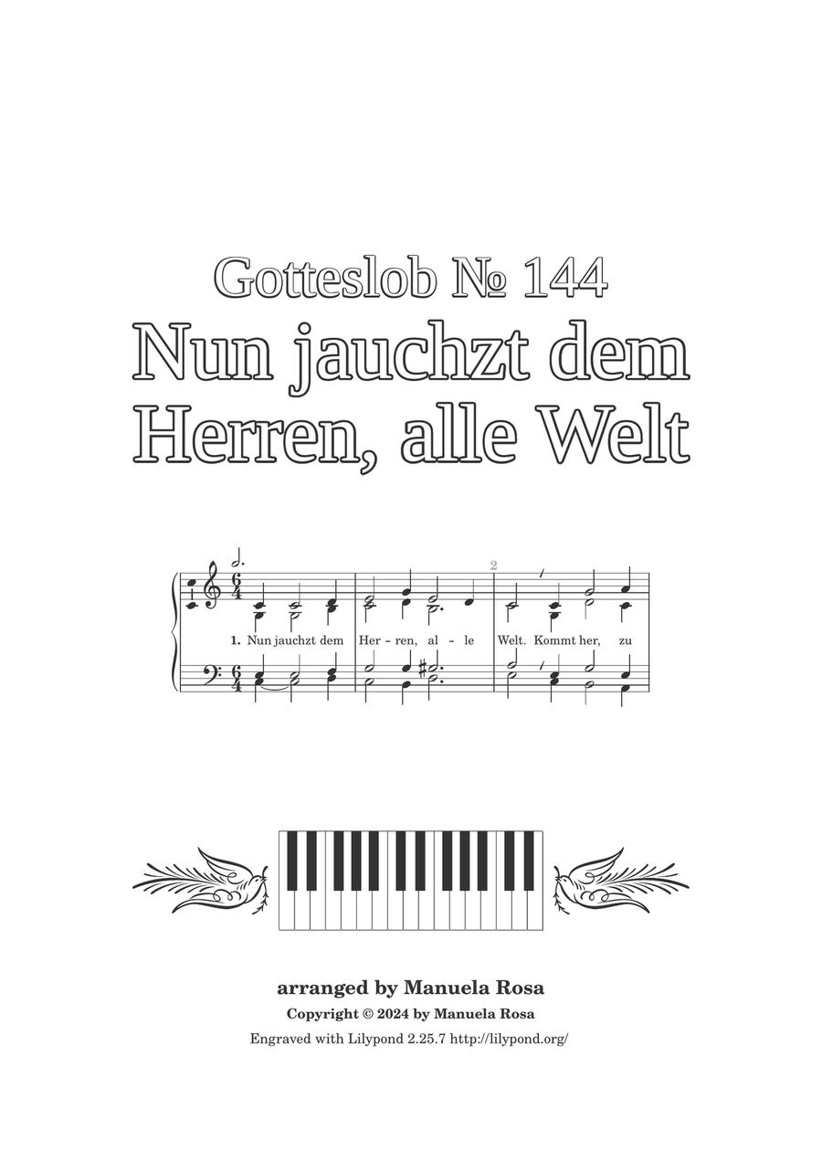 Nun jauchzt dem Herren, alle Welt (Gotteslob 144) Piano Method scores gallery preview page 2