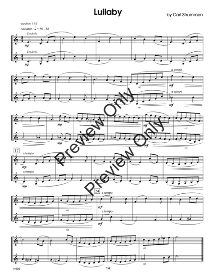 30 Melodious Duets- Clarinet Woodwind Duet scores gallery preview page 14