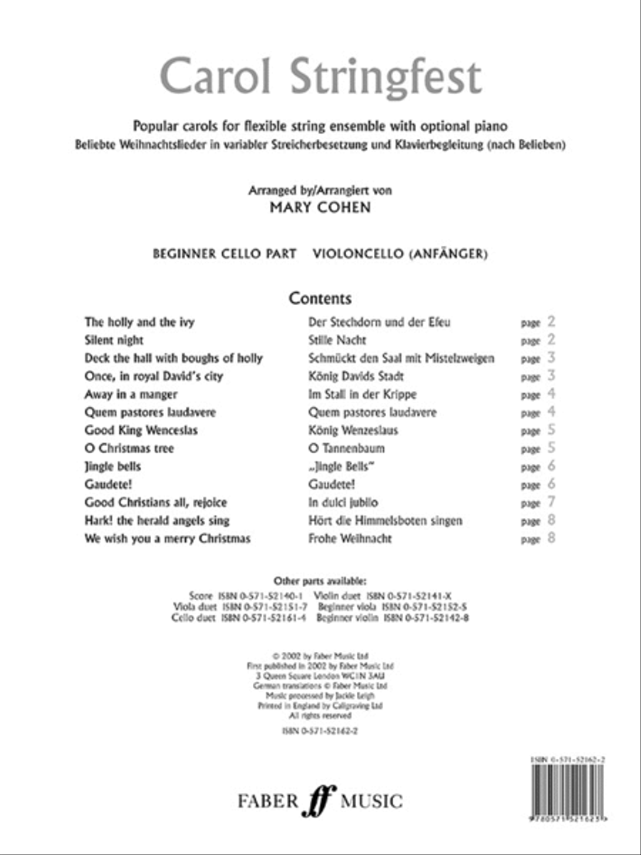 Carol Stringfest Cello scores gallery preview page 1