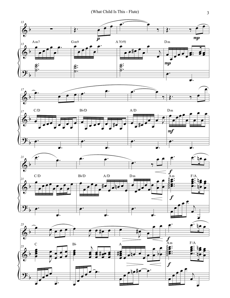 What Child Is This (Christmas Flute) Flute Solo scores gallery preview page 3