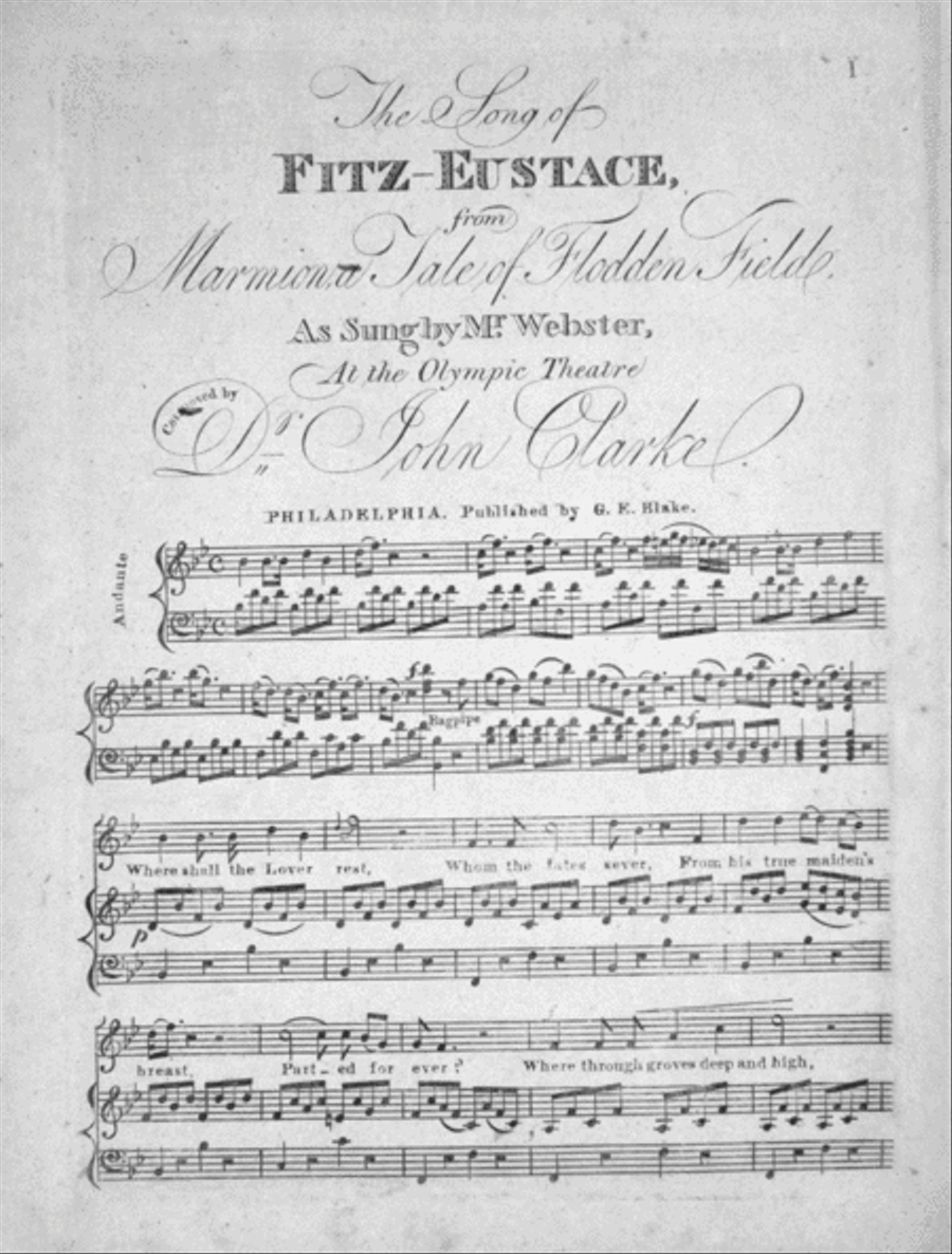 The Song of Fitz-Eustace from Marmion, a Tale of Flodden Field Voice scores gallery preview page 1