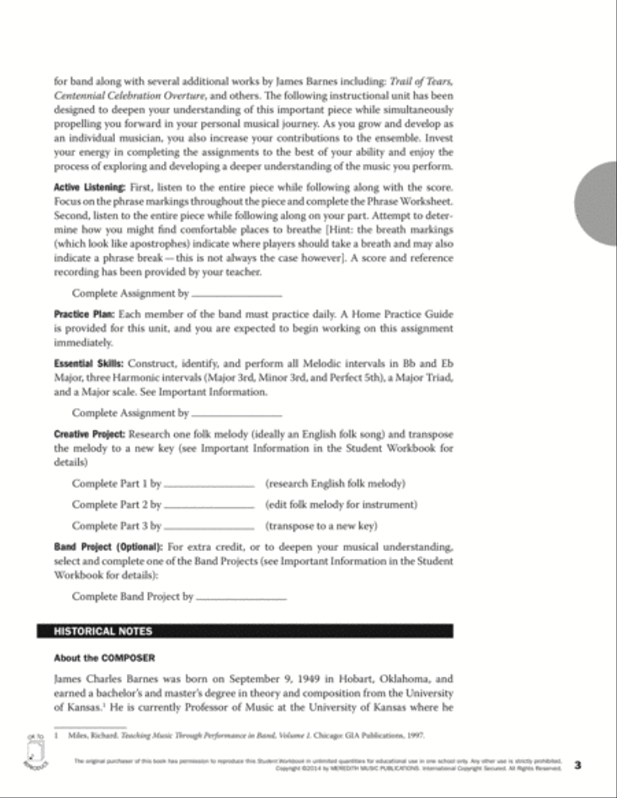 Guides to Band Masterworks, Vol. 4 - Student Workbook - Yorkshire Ballad Activity Books scores gallery preview page 3